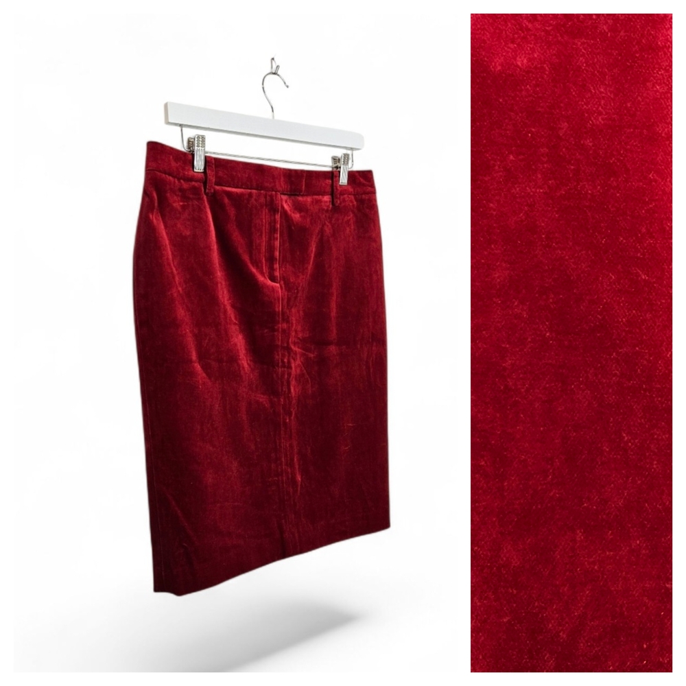 NWT Tommy Hilfiger Pencil Skirt Size 10 Vintage Velvet Holiday Fitted Red 90s